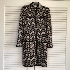 Talbots Geometric Pattern Wool Knit Cardigan Duster Jacket Size S pure merino Wo